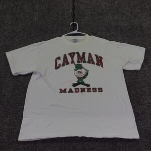 M&O Knits T Shirt Mens Large White Cayman Madness Scuba Turtle Heavyweight Tee